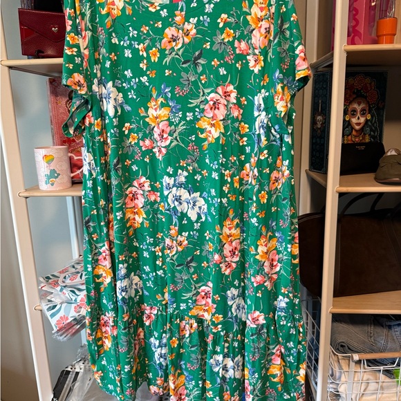 LOFT PLUS  Vibrant Green Floral Mini Dress size 20/22 NWT - Picture 1 of 4